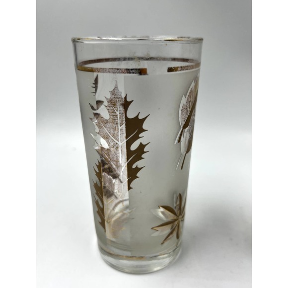 3 Vintage Libbey Gold Leaf High Ball Frosted Glasses - Picture 3 of 9